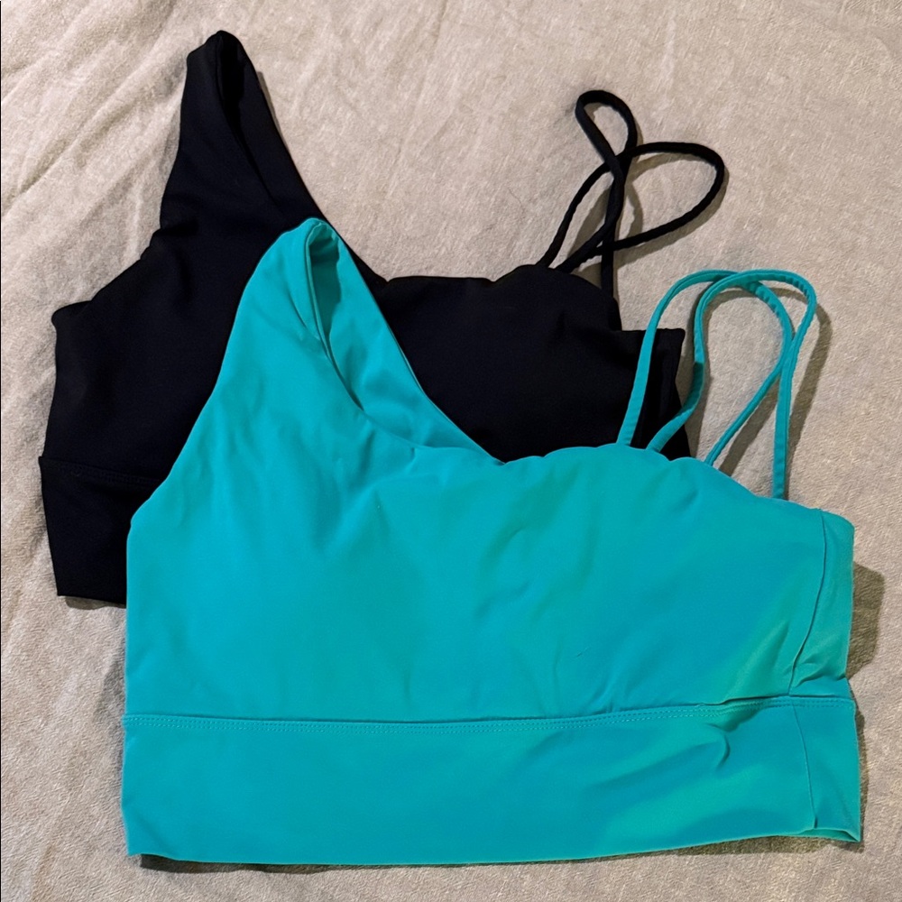 Padded Women's Black and Teal Bralette Set